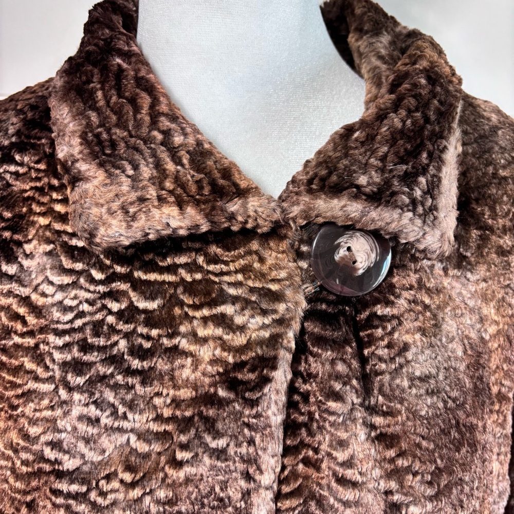 Pamela McCoy Vintage Woman Faux Fur Coat, Brown Size M - Picture 9 of 16